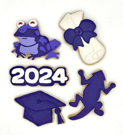 Hypnotoad Horned Frog Graduation Sugar Cookie Set- dozen