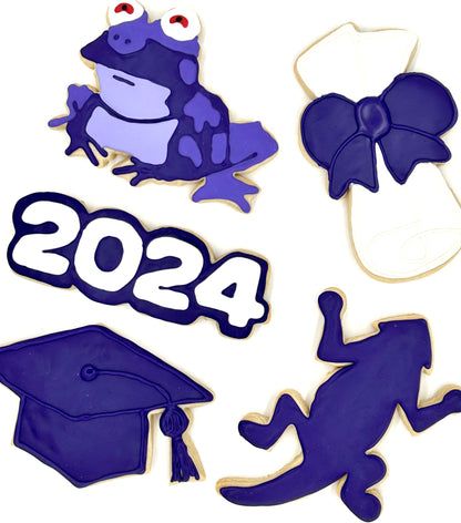 Hypnotoad Horned Frog Graduation Sugar Cookie Set- dozen