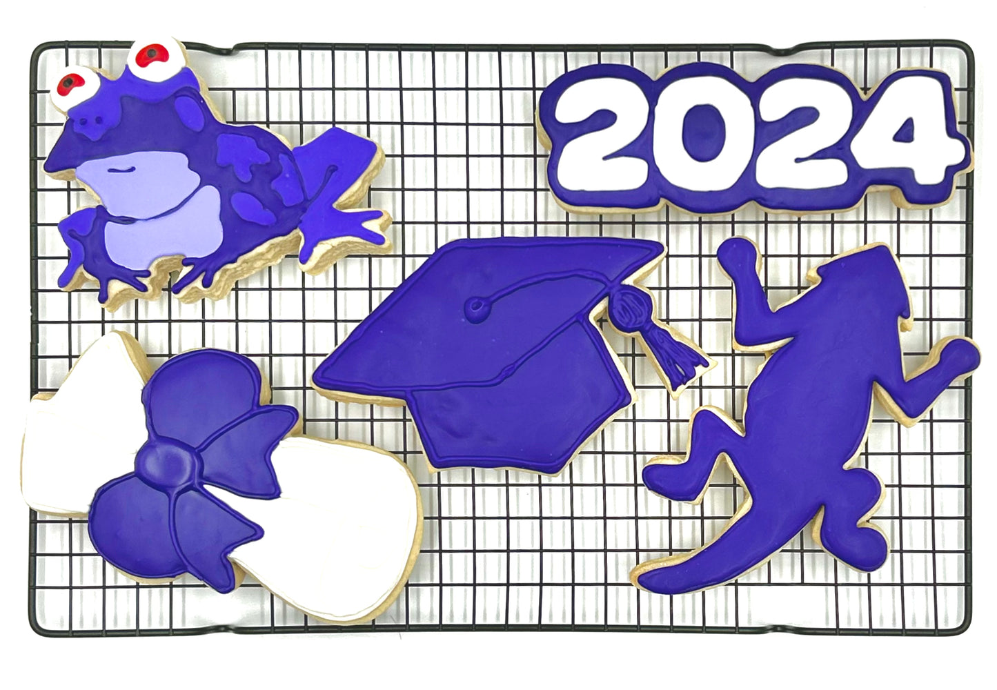 Hypnotoad Horned Frog Graduation Sugar Cookie Set- dozen